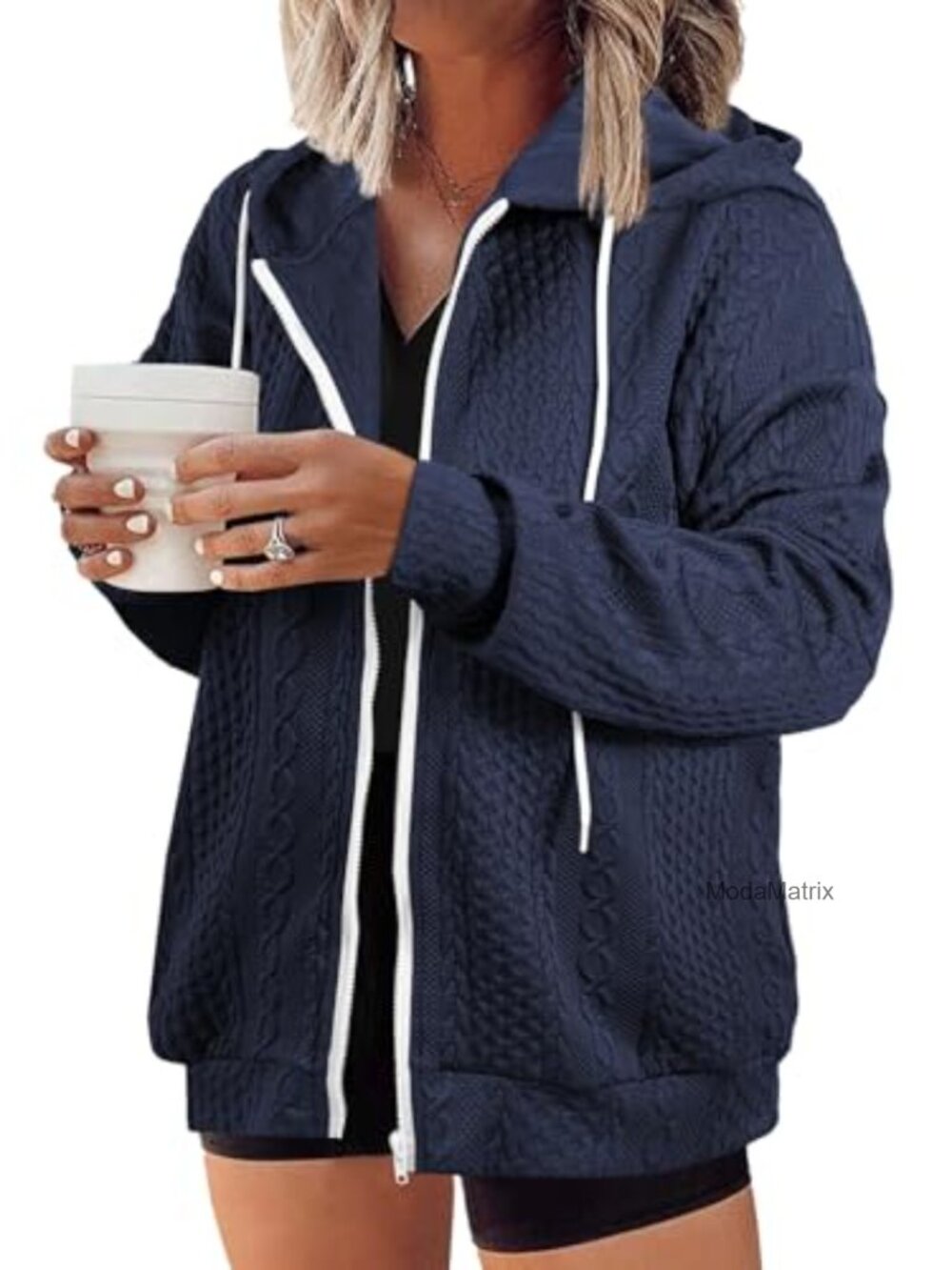 Plus Size Zip Up Hoodie Long Sleeve Sweatshirt with Pockets